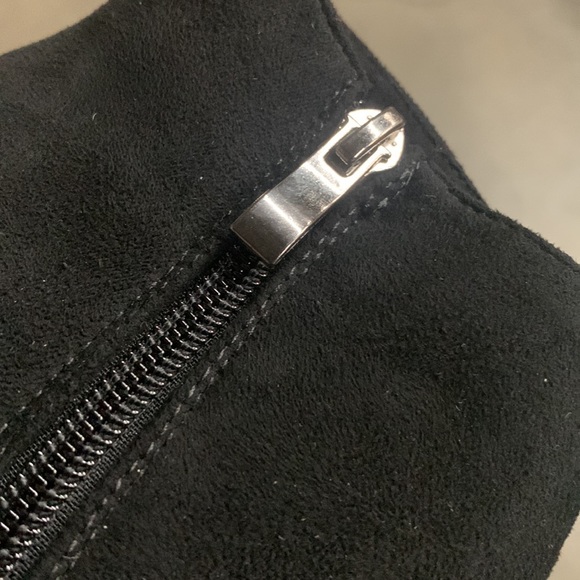 High Heeled Wedge Zip Ankle Platfrom Boots in Black Faux Suede - Women’s - Picture 10 of 13